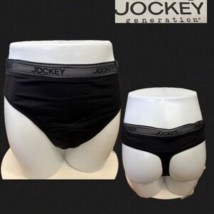 Jockey Worry Proof Period Underwear Thong 2-Pack Black XL Light Absorbency
